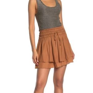 Mustard Seed layer hem mini skirt caramel large